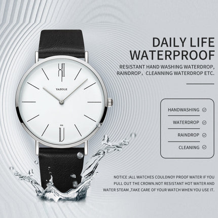 YAZOLE 506 Simple Large Scale Dial Men Business Quartz Watch, Silver Shell Black Tray Black Belt, Silver Shell White Tray Black Belt, Silver Shell Black Tray Brown Belt, Silver Shell White Tray Brown Belt, Black Shell Black Tray Black Belt             ...