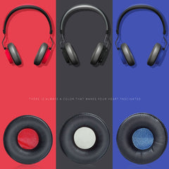 2 fundas de esponja para auriculares, funda de cuero para auriculares inalámbricos Jabra Revo, color: negro, negro, negro, negro, rojo, negro, azul, blanco, gris