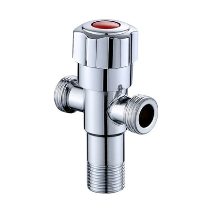 Stainless Steel Double Outlet Angle Valve Single Handle Double Control 1 In 2 Out Electroplating Wire Drawing Angle Valve, Plated, Drawing, Three Round Plated Cold Water, Three Round Plated Hot Water, Plum Wheel Plated Cold Water�����������������������...