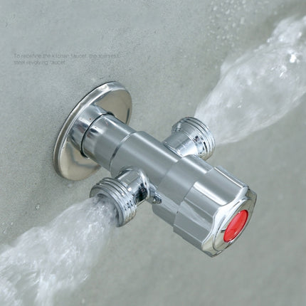 Stainless Steel Double Outlet Angle Valve Single Handle Double Control 1 In 2 Out Electroplating Wire Drawing Angle Valve, Plated, Drawing, Three Round Plated Cold Water, Three Round Plated Hot Water, Plum Wheel Plated Cold Water�����������������������...