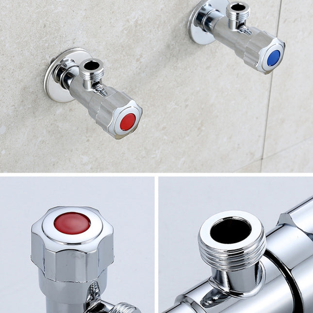 Stainless Steel Double Outlet Angle Valve Single Handle Double Control 1 In 2 Out Electroplating Wire Drawing Angle Valve, Plated, Drawing, Three Round Plated Cold Water, Three Round Plated Hot Water, Plum Wheel Plated Cold Water�����������������������...