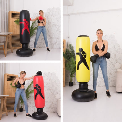 Thickened Fitness Adult Children Vertical Inflatable Non-Tumbler Boxing Column Inflatable Venting Angry Boxing Sandbag, 1.6m Yellow, 1.6m Red, 1.6m Black
