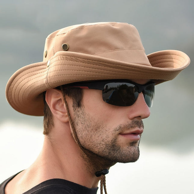 Outdoor Sun Hat Hiking Big Brim Breathable Sunscreen Fisherman Hat, Khaki, Black, Navy, Beige, Green Gray, Dark Gray, Brown