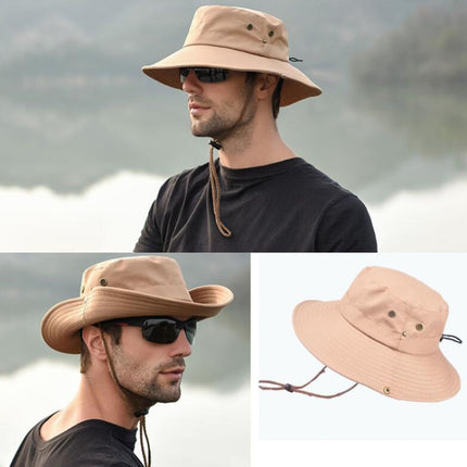 Outdoor Sun Hat Hiking Big Brim Breathable Sunscreen Fisherman Hat, Khaki, Black, Navy, Beige, Green Gray, Dark Gray, Brown