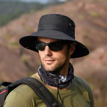 Outdoor Sun Hat Hiking Big Brim Breathable Sunscreen Fisherman Hat, Khaki, Black, Navy, Beige, Green Gray, Dark Gray, Brown