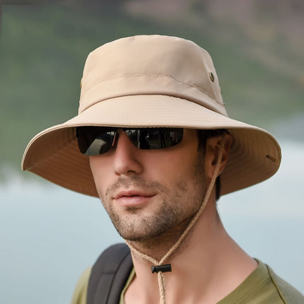 Outdoor Sun Hat Hiking Big Brim Breathable Sunscreen Fisherman Hat, Khaki, Black, Navy, Beige, Green Gray, Dark Gray, Brown