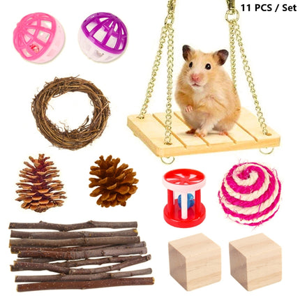 Hamster Toy Pet Rabbit Guinea Pig Parrot Play Grinding Wood Toys, 10 PCS / Set, 12 PCS / Set, 15 PCS / Set, 9 PCS / Set, 11 PCS / Set