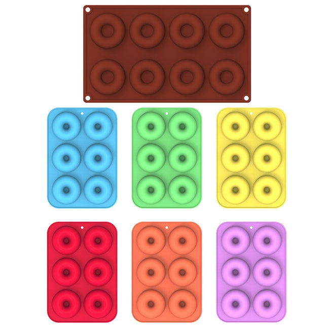 Oven Baking Tools Silicone Cake Donut Mold, 8 Even Brown, 6 Even Blue, 6 Even Purple, 6 Even Green, 6 Even Orange, 6 Even Yellow, 6 Even Red