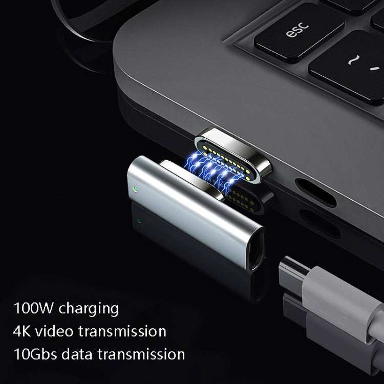 20 Pin Elbow Magnetic USB-C / Type-C Adapter Support Charging and 4K Video Transferring, Silver, Gray, Black
