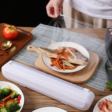 Suction Cup Type Cling Film Cutter Household Plastic Wrap Adjustable Storage Cutting Box, Suction Cup Cling Film Cutter