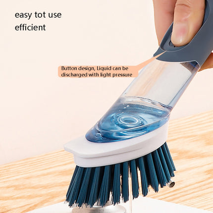 Kitchen Oil Dirty Pan Brush Can Add Detergent Sponge Brush Long Handle Cleaning Brush, Blue, Pink, Gray