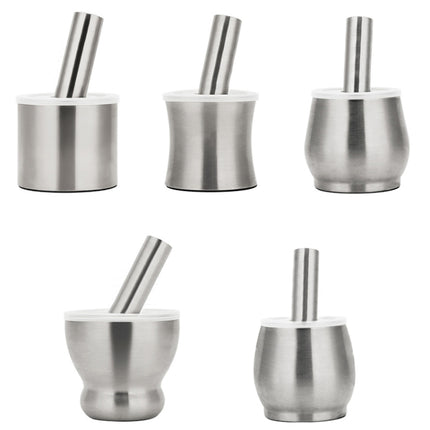 Kitchen 304 Stainless Steel Garlic Masher Spice Bean Nut Grinder, Straight Shape, Waist Shape, Drum Shape, Big Bowl Shape, Large Drum Shape