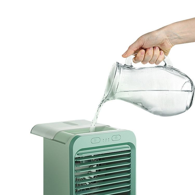 Desktop Humidification Spray USB Water-cooled Fan, Green, Black and White