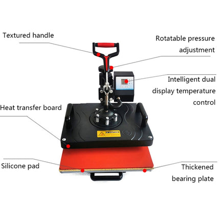 WL2938T 1200W 5 in 1 Heat Transfer Machine For T-Shirt Printing Heat Transfer Machine, EU Plug