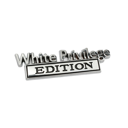 2 PCS Car Metal Leaf Board Car Logo White Privilege Edition Modified Car Body Sticker Sign, White Privilege