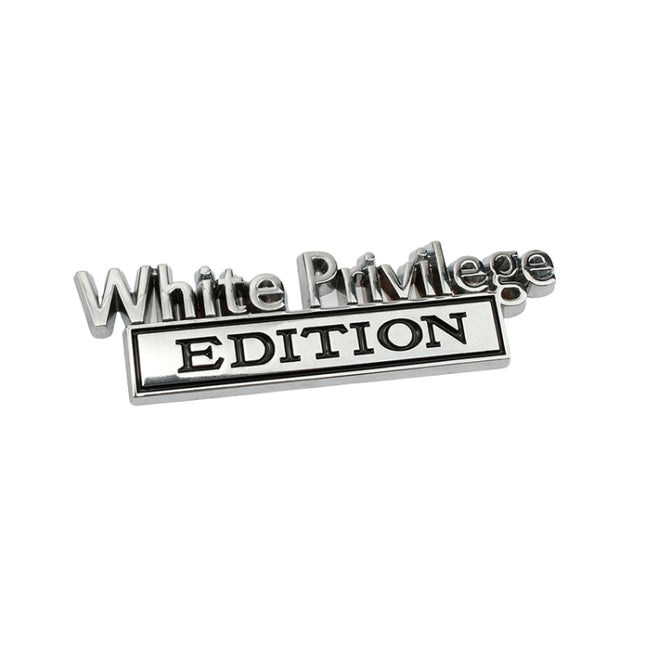 2 PCS Car Metal Leaf Board Car Logo White Privilege Edition Modified Car Body Sticker Sign, White Privilege