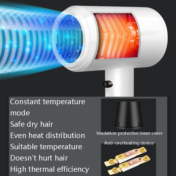 Hotel Hair Dryer Wall Mount High Power Hair Dryer Household Hair Cylinder Dryer, CN Plug, White, Black, Hotel Hairdryer White