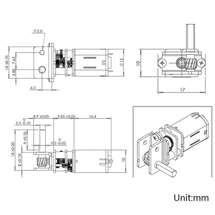 GW12N20 Worm Gear Low Speed Motor Ultra Mini Gear Power-Off Self-Locking Motor For Smart Car Robot, 6V 10RPM, 6V 30RPM, 6V 55RPM, 6V 100RPM, 12V 20RPM, 12V 60RPM, 12V 110RPM, 12V 200RPM