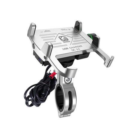 Kewig M6-S 12V Motorcycle Waterproof Aluminum Alloy Mobile Phone Bracket With QC3.0 Fast Charging, M6-S(Black), M6-S(Blue), M6-S(Red), M6-S(Silver)