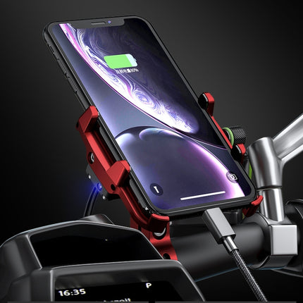 Kewig M6-S 12V Motorcycle Waterproof Aluminum Alloy Mobile Phone Bracket With QC3.0 Fast Charging, M6-S(Black), M6-S(Blue), M6-S(Red), M6-S(Silver)