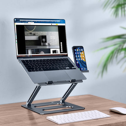 Oatsbasf Z08 Metal Notebook Support Adjustable Desktop Increase Notebook Stand, Silver, Gray
