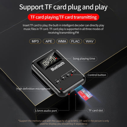 Receptor y transmisor Bluetooth 5.0, adaptador 2 en 1, altavoz para ordenador, FM para coche, color negro