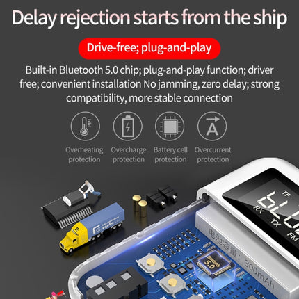 Receptor y transmisor Bluetooth 5.0, adaptador 2 en 1, altavoz para ordenador, FM para coche, color negro