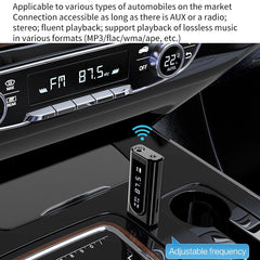 USB Car Bluetooth 5.0 Adapter Receiver FM + AUX Audio Dual Output Stereo Transmitter, K9 Black