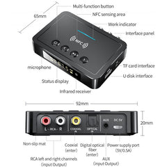 M6 NFC Bluetooth 5.0 Receiver & Transmitter & FM 3 In 1 Adapter, M6