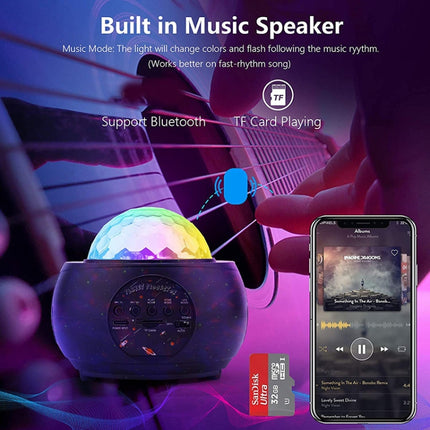 DQ-M3 LED Rotating Starry Sky Light Bluetooth Music Planets Ocean Projector Support TF Card,Style:, USB + Bluetooth, Battery + Bluetooth