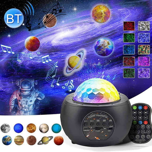 DQ-M3 LED Rotating Starry Sky Light Bluetooth Music Planets Ocean Projector Support TF Card,Style:, USB + Bluetooth, Battery + Bluetooth
