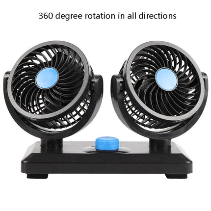 Car Fan Portable Mini Adjustable Car Double-Headed Electric Fan, USB Universal, 12V Cigarette Lighter, 24V Cigarette Lighter
