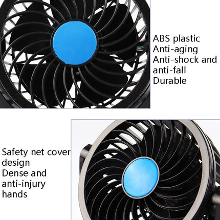 Car Fan Portable Mini Adjustable Car Double-Headed Electric Fan, USB Universal, 12V Cigarette Lighter, 24V Cigarette Lighter