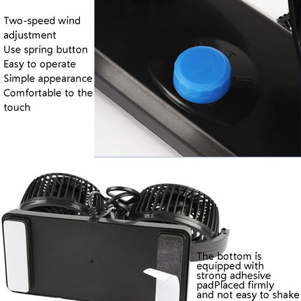 Car Fan Portable Mini Adjustable Car Double-Headed Electric Fan, USB Universal, 12V Cigarette Lighter, 24V Cigarette Lighter
