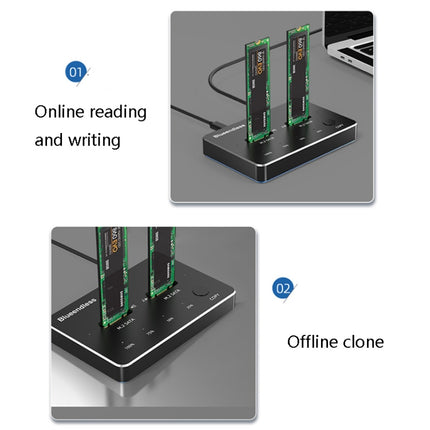 M.2 Double Disk Mobile Hard Disk Base SATA / NVME Solid State Hard Disk Box, M.2 SATA (Gray + Blue), M.2 NVME (Black + Red)