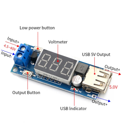 HW-318 12V To 5V Buck Module DC-DC 3A DC Power Module LED Battery Car Voltmeter