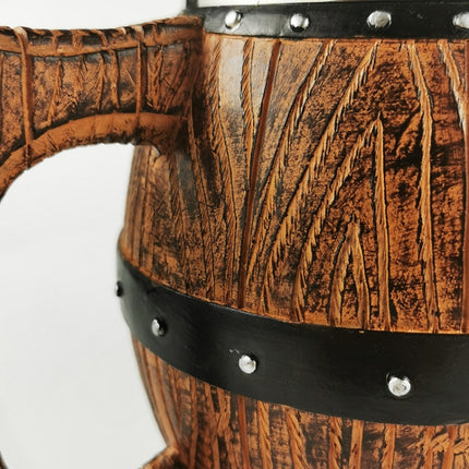 Stainless Steel Wooden Barrel Beer Mug Large Capacity Wine Barrel Cup Personalized Bar Supplies, 550ml, 450ml