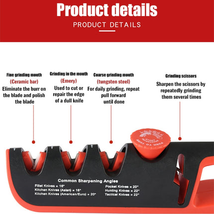 4- In-1 Adjustable Manual Knife Sharpener Multifunctional Knife Sharpener, 4 in 1 (Black Red), 4 in 1 (Gray Red)