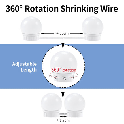 LED Mirror Front Lamp USB Adjustable Brightness Makeup Fill Light Bulbs, 2 LEDs, 6 LEDs, 10 LEDs, 14 LEDs