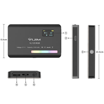 Ulanzi VL120 RGB Full Color RGB SLR Camera Photography Live Photo Video Small Light, VL120 RGB