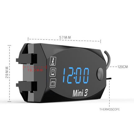 Voltage Clock And Temperature 3 In 1 LED Electronic Meter Large-Screen Digital Display Waterproof And Dustproof Voltmeter, 3 In 1 LED Blue Light, 3 In 1 LED Red Light, 3 In 1 LED White Light, 3 In 1 LED Green Light