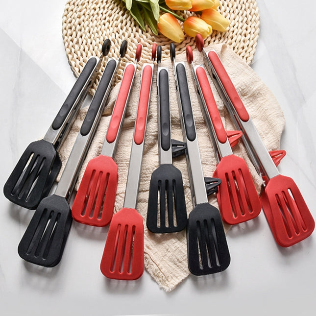 Stainless Steel Silicone Food Spatula Food Clip Barbecue Steak Clip Barbecue Baking Tool, Size: 9 Inch (Random Color Delivery), 9 Inch (Random Color Delivery), 12 Inch (Random Color Delivery), 9 Inch With Bracket(Random Color Delivery)�����������������...
