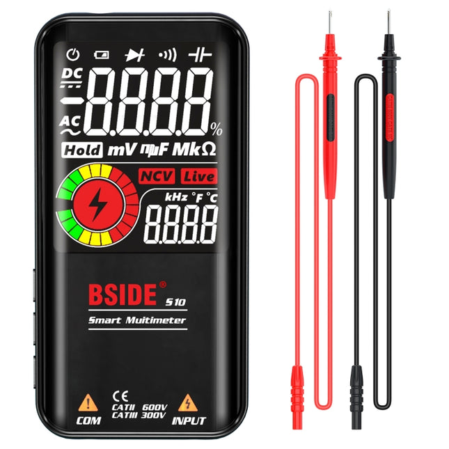 BSIDE Digital Multimeter 9999 Counts LCD Color Display DC AC Voltage Capacitance Diode Meter, S10 Dry Battery Version (Black), S10 Dry Battery Version (Red), S11 Recharge Version (Black), S11 Recharge Version (Red)
