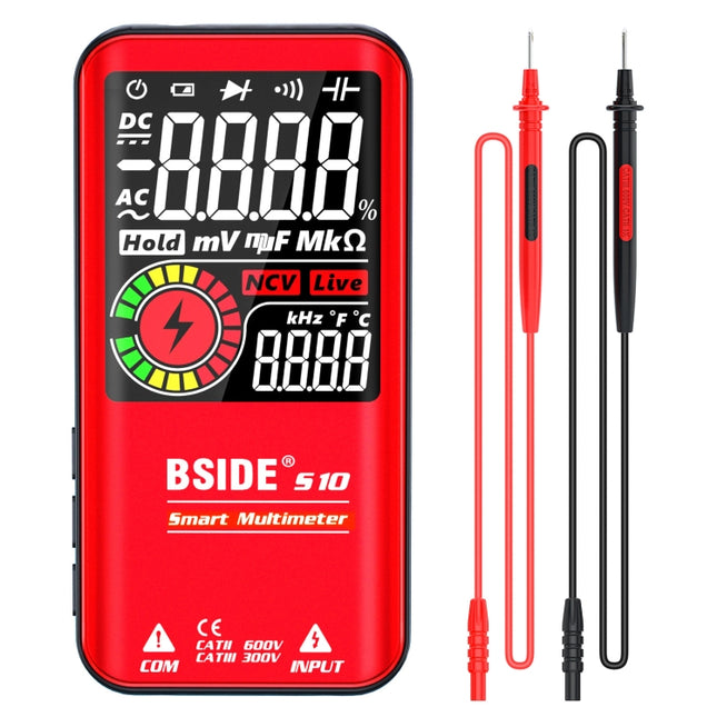 BSIDE Digital Multimeter 9999 Counts LCD Color Display DC AC Voltage Capacitance Diode Meter, S10 Dry Battery Version (Black), S10 Dry Battery Version (Red), S11 Recharge Version (Black), S11 Recharge Version (Red)