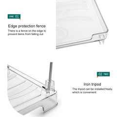 Kitchen Desktop Wardrobe Foldable Cabinet Storage Rack, White, Transparent