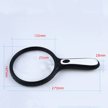 XT-4986E Handheld With Light Magnifier 10 Times Acrylic Lens Portable Magnifying Glass, XT-4986E