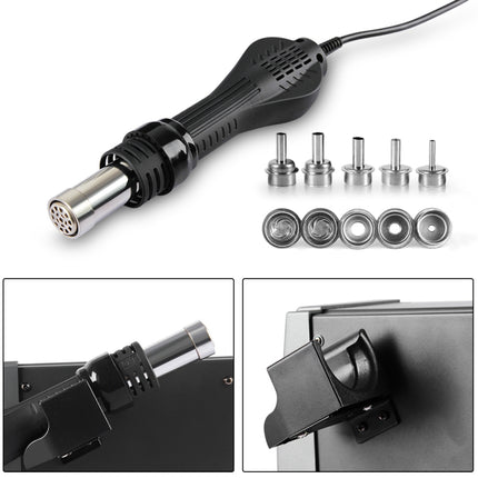 SUGON Hot Air Rework Station LED Display Temperature Adjustable Soldering Station With 5 Nozzles, EU Plug