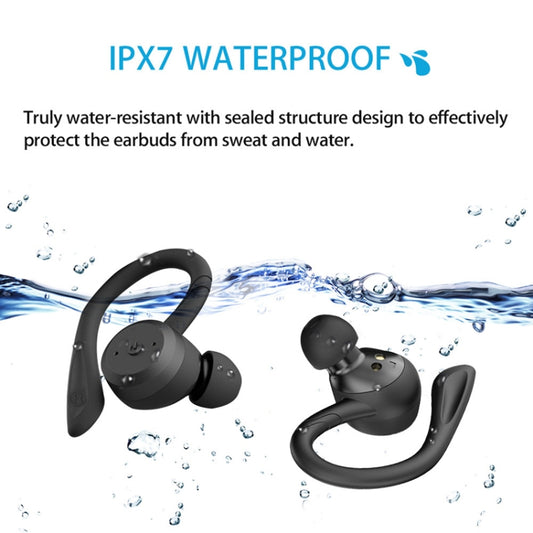 BE1032 Ear-mounted Waterproof Sports TWS Wireless Bluetooth Earphone, Black, Fluorescent Green, Rose Red