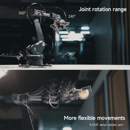 Waveshare High-Torque Serial Bus Servo, Desktop Robotic Arm Kit, Based On ESP32, 5-DOF, US Plug, EU Plug, UK Plug