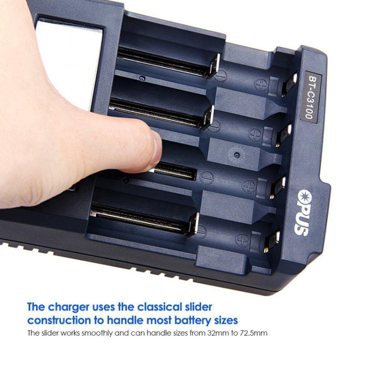 OPUS BT-C3100 Smart Smart Digital Intelligent 4-Slot Battery Charger, EU Plug, US Plug, UK Plug